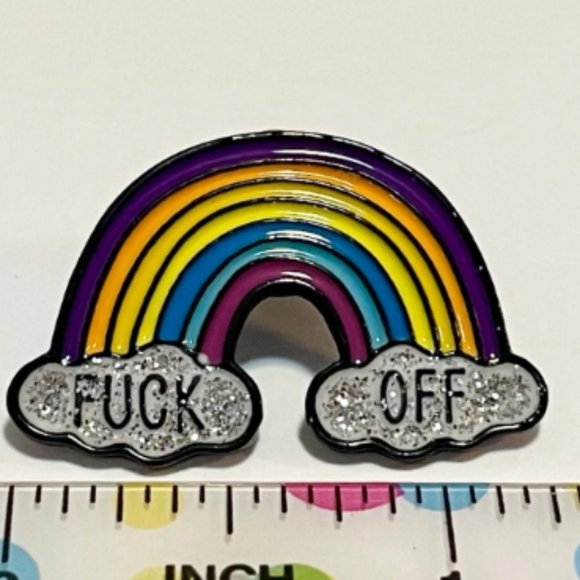 F*ck Off Rainbow Enamel Pin - Picture 2 of 3